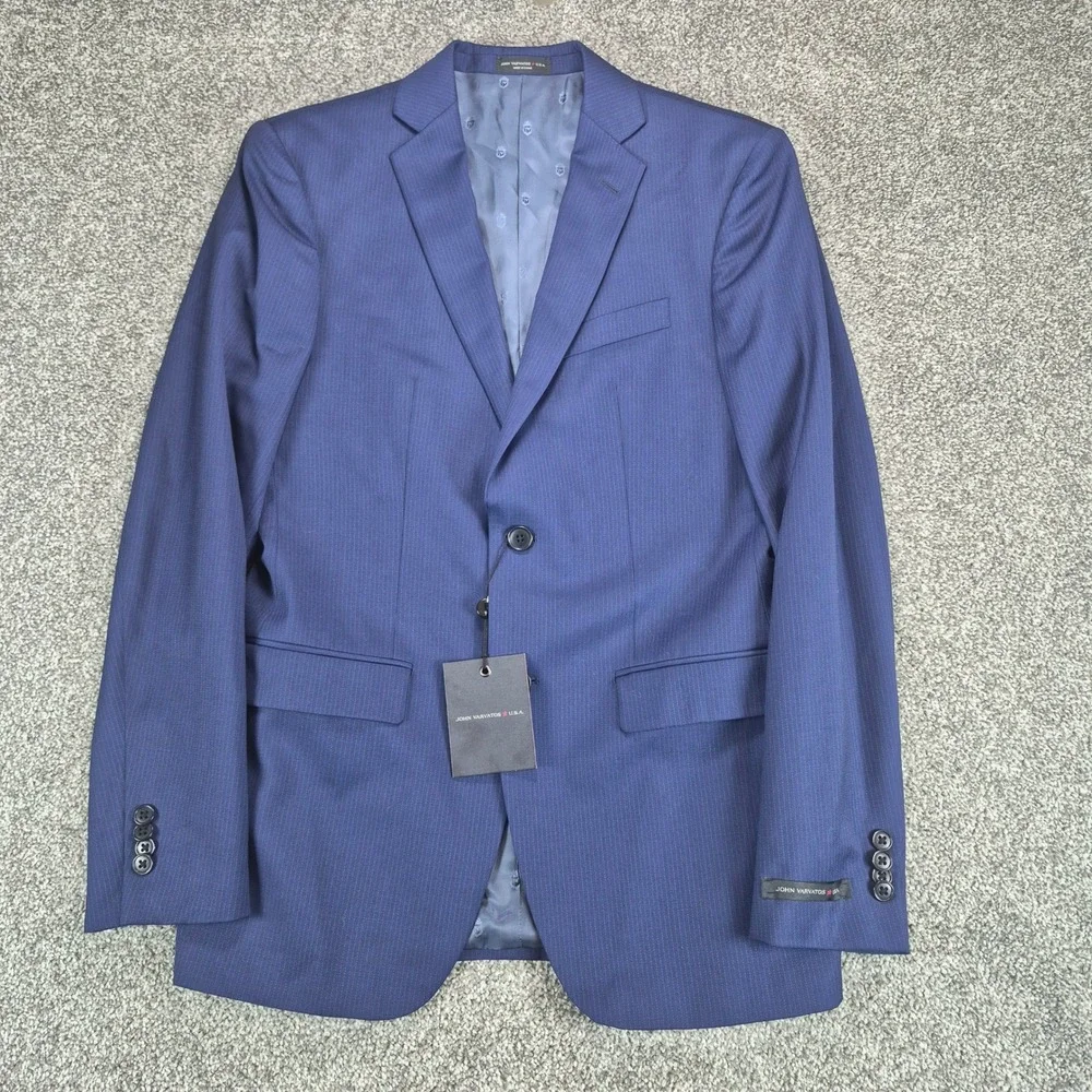 NWT John Varvatos Suit Mens 36R Blue Pinstripe Bedford Wool Blazer Pants 29W